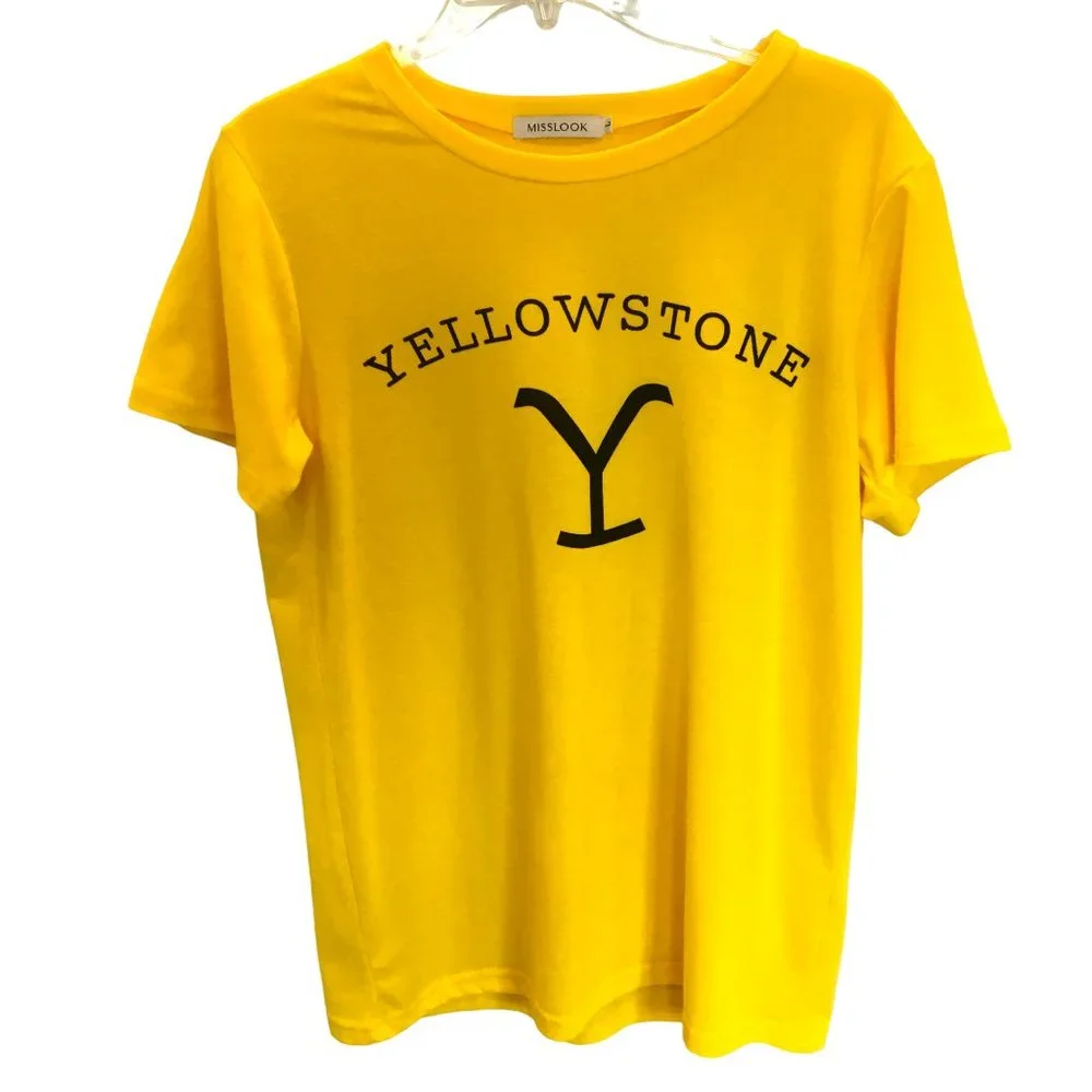 Mislook Unisex Yellowstone Dutton Ranch Brand Logo Tee Yellow Size Men's Large - Picture 1 of 10